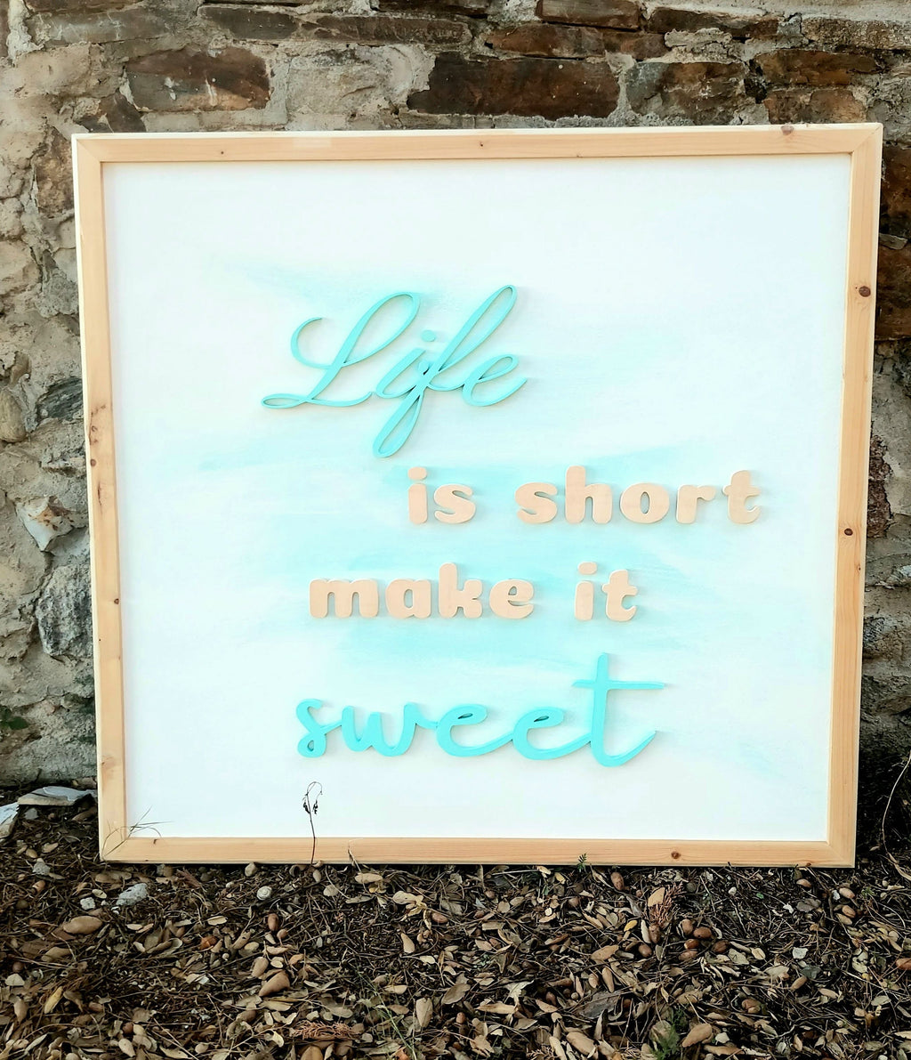 Letrero enmarcado con frase personalizada, detalle