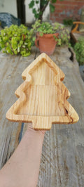 Bandeja de madera natural en forma de árbol