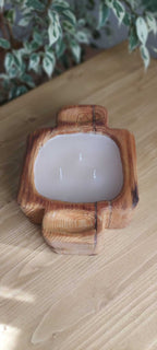 Vela de vainilla en madera reciclada, vista superior